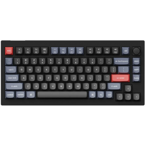 Keychron X0033UR12Z V1-D1 QMK 自定義機械鍵盤 (碳黑Fully Assembled RGB旋鈕可換軸/紅軸)